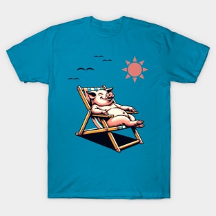 Piggy laying on a beach chair T-Shirt